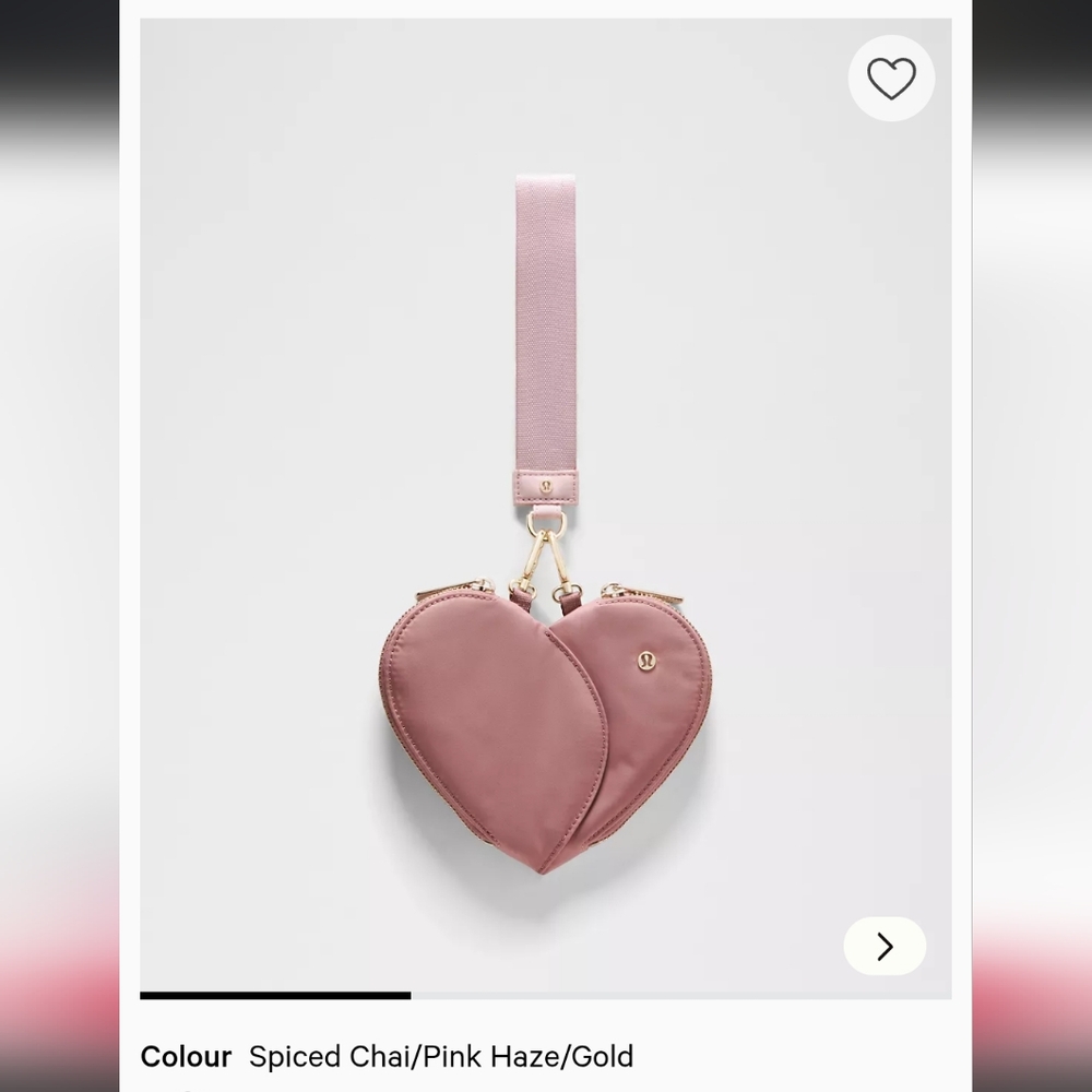Lululemon Dual Heart Wristlet in Spiced Chai Pink Haze Gold